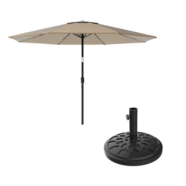 Pure Garden 10-Foot Outdoor Patio Umbrella with Base, Sand 50-LG1175B - main